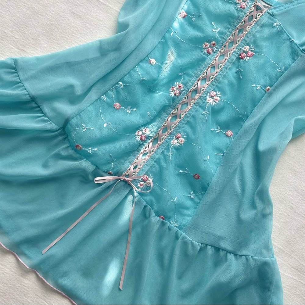 ✖️sold✖️Vintage Floral Embroidered Slip Night Dress - Picture 4 of 8